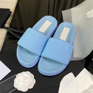 Designer slide capital letter Leather sandals woman slippers Exclusive top quality Rubber outsole baby blue black 2023 designers flat womans shoe platform heel