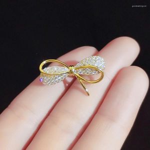 Broschen Elegante schöne Bogen-Brosche mit glänzendem Strass-Bowknot für Frauen und Mädchen, Vintage-Mode, Hochzeit, Schmuck, Geschenk