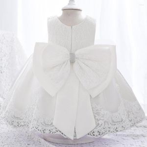 Vestidos de menina vestido de bebê arco branco criança nascida em renda de 1º aniversário Festa de princesa para meninas Bridemads vestido de noiva vestido