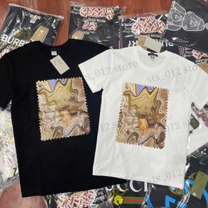 メンズTシャツピュアコットンBスタンプ印刷レターオイルペインティングアブストラクトキャラクター半袖メッシュレッドカップル衣装T230530