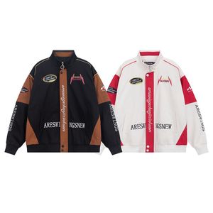 American Mens Street broderad motorcykel baseball uniform färgblock dragkedja racing jackor