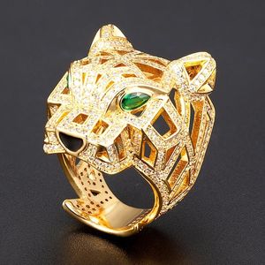 Solitaire Ring Zlxgirl jewelry Gold leopard shape animal rings for men's wedding jewelry Dubai gold color men finger rings gifts anel aneis 230529