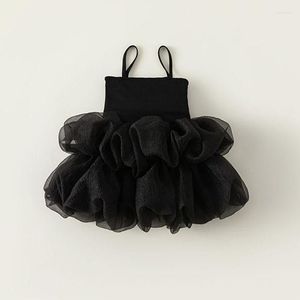 Mädchen Kleider Elegantes Kleid für Mädchen Sommer Baby Kleidung Schwarz Farbe Ärmellos Kinder Geburtstag Ballkleid Show Halloween Kostüm