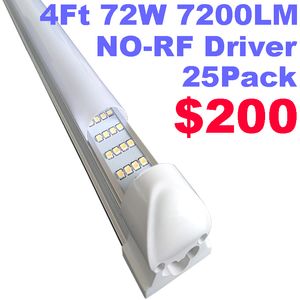 4ftショップライトエネルギーSAVING T8統合LEDチューブランプ110V 220V 7200LM電球72WフロストミルキーカバーLED壁4列蛍光光クレスチ