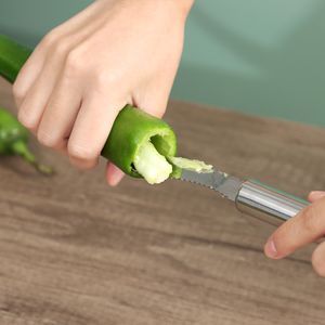 Kitchmate Pepper and Tomato Prep Tool: Stainless Steel Core Remover and Slicer for Green Peppers, Tomatoes, and More!