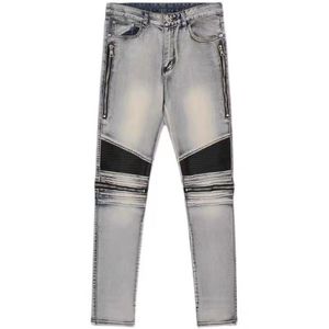 Men's Amirs Ksubi Mens Designer Purple Amirri för män denim med hål man rakt ben blixtlås amari hip hop cyklister motorcykel sanna jeans