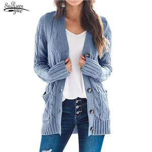 Cardigans Fashion Cardigan Sticked Long Sweater Clothing Women's Long Sleeve Cable Jumper Knit Sweater Jacket Winter Tops Pull Femme 22840