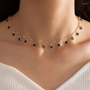 Choker vintage enkel Tassel Flower Pendent CLAVICLE Nacklace för kvinnor Geometrisk legering Olja tappade enstaka lager 23205