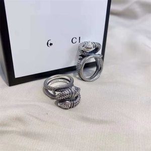 designer jewelry bracelet necklace ring Zhigu family's three-dimensional snake twining double-layer ring