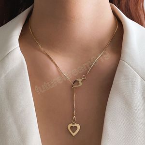 Mode Trendiga smycken Heart Chain Link Pendant Personlighet Halsband gåva för kvinnor flicka Y-Necklace med säljhalsband