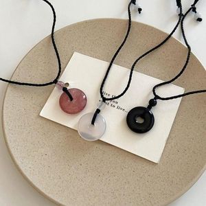 Anhänger Halsketten PingAn Schnalle Imitation Jade Nische Design Chinesischen Stil Halskette Frauen Mode Schmuck Mädchen