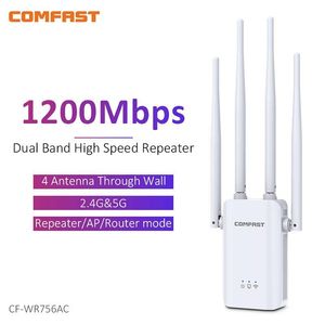 Routery CFWR756AC 1200 Mbps Wi -Fi Repeater 2.4G 5G Gigabit Wireless Extender z 4 zewnętrznymi antenami domowymi routerem wzmacniacza/AP/AP