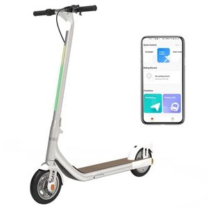 Atomi Alpha Folding Electric Scooter 9 Inch Tires 650W Motor 18.5 Mph Max Speed 36V 10Ah Battery for 25 Miles Max Range 265lbs Max Load - Zinc White