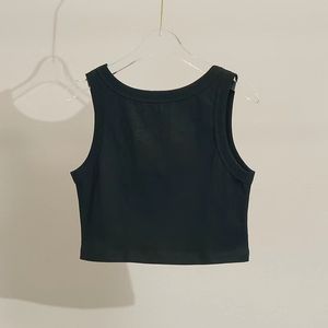 Damen-Oberteile, T-Shirts, beige, bauchfreies Top, Stickerei, sexy Schulterpartie, schwarzes Tank-Top, lässig, ärmellos, rückenfrei, Hemden, Luxus-Designer, einfarbig, Damenweste 227