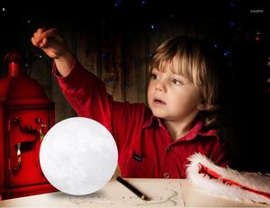 Tischlampen 3D-Lichtdruck Jupiter-Lampe Erde Bunte Mond wiederaufladbare Änderung Touch USB-LED-Wohnkultur Kreatives Geschenk