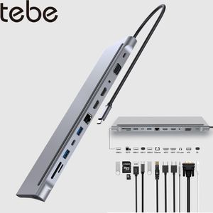 Станции Tebe MST USB C HUB TIPEC для двойного HDMICAMATIBLE VGA Multi USB LAN Ethernet 3.5mm PD Зарядное устройство SD TF Адаптер для MacBook Air