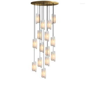 Lampadari Lampadario in marmo naturale spagnolo Illuminazione Lusso Grandi lustri LED 2023 Decorazioni per la casa Personalizza Scala Villa Duplex