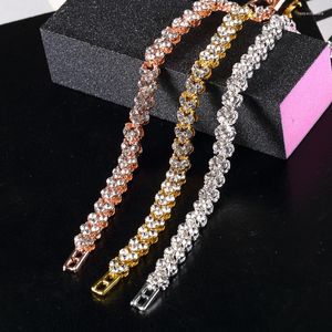 Bracelets de charme pulseira de luxo Crystal Mulheres de zircão simples botão de tênis de tênis de tênis Hand Jóias de casamento de mulheres