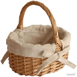 Basket Flower Basket Widely Applied Ornamental Delicate Portable Handle Party Decorative Basket Wedding Basket for Picnic