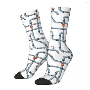 Erkek Çoraplar Komik Unisex Endüstriyel Borular Boru Vanaları Musluklar Sistem Boru Hatları Elbise Tesisat Mühendislik Aksesuarları Sıcak