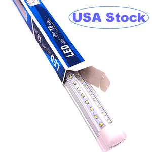 8FT LED Shop Light Fixture V Shape T8 Integrated 4 Foot Tube Lights 6500K Cold White High Output 50W Tubes Light Double Sided Garage Warehouse Clear Cover crestech