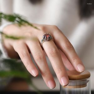 Cluster Rings S7 Chiba Old Silversmith Retro Crown Ring Female Trendy Fashion Personality Open Menis Nisch