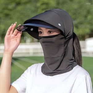 ワイドブリムハット屋外UV保護カバーサンハットフェイスネックフラップキャップ夏の日焼け止めマスク通気性スポーツウェアアクセサリー