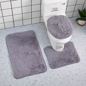 Carpets 3pcs Bathroom Mat Set Toilet U Type Shower Mats Absorbent Foot Rug Non-slip Floor Pedestal Lid Cover