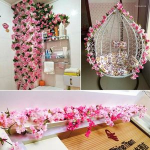 Fiori decorativi Fiori di ciliegio romantici Fiore Viti Disposizione di nozze Arco Decor Ghirlanda Artificiale