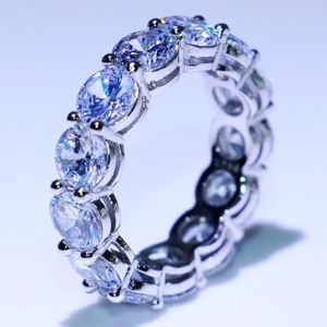 Cluster Rings Brand Unique Luxury Jewelry Sparkling 925 Sterling Silver Full Row White 5A CZ Party Eternity Women Wedding Band Ring Gift