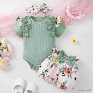 Clothing Sets Newborn Baby Girls Clothes Set Summer Romper New Born Infant Cute Outfit Ruffle Short Sleeve Shorts