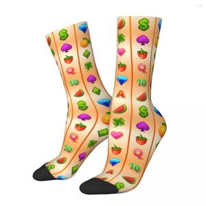 Meias masculinas Retro Mulheres Homens Luck Casino Game Gamble Fruit Stuff Crew Gift Gifts Gifts