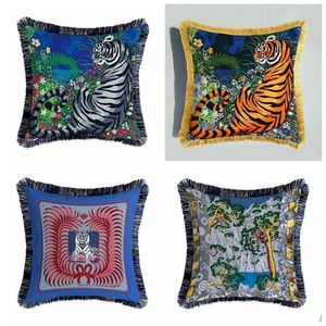 European Luxury Double Sided Printed Tassel Throw Pillow Cushion Cover Living Room Villa Ktv Sample Decoration Backrest 0530