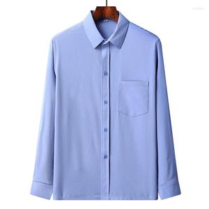 Camicie casual da uomo Camicia formale da uomo a maniche lunghe con bottoni 3xl Abbigliamento da ufficio estivo Bianco Blu Top di base sottile allentato di grandi dimensioni