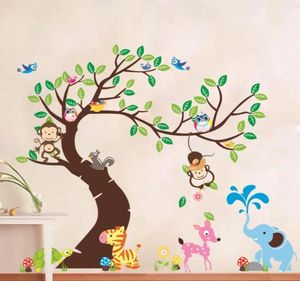 Pegatina de pared de árbol y mono para habitación de niños, pegatina de pared de fondo ZYPA1214, decoración DIY, guardería, guardería, bebé Roo2245443