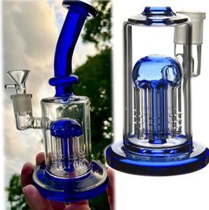 7,9 pollici di vetro Bong d'acqua narghilè Arm Tree Perc Smoke Glass Pipe Bubbler Recycler Oil Rigs con 14mm Banger