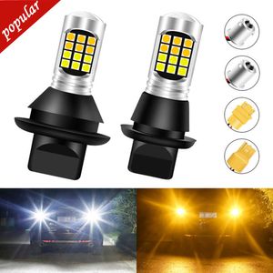 Ny DRL Turn Signal Py21W P21W LED 1156 BA15S BAU15S T20 7440 W21W 3156 3030 30SMD Dual Mode Dayime Running Light White Yellow