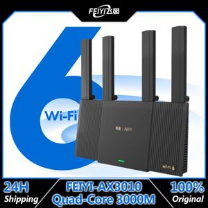 أجهزة التوجيه Feiyi AX3010 WiFi 6+ WiFi Router Gigabit 2.4g 5.0ghz Dualband 3000Mbps مكبر للمكبر شبكة WiFi مع 4 هوائيات عالية الكسب