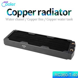 Kylsyscooling 40mm tjocklek Koppar Radiator 360mm Svarta radiatorer Lämpliga för 120FANS*3G1/4 Tråd PC -vattenkylningsradiator