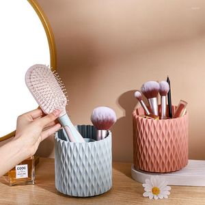 Aufbewahrungsboxen 360 ° drehbarer Make-up-Pinsel-Becherhalter Box Organizer Multifunktionaler Desktop-Kosmetik-Augenbrauenstift