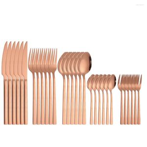 Dinnerware Sets 30pcs Rose Gold Set Stainless Steel Restaurant Tableware Kitchen Home Fork Knife Spoon Cutlery Eco Friendly