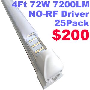 4ft Shop Light Energy Saving T8 Integrated LED Tube Lamp 110V 220V 7200lm glödlampor 72W Frostat mjölktäcke LED -vägg 4 rad fluorescerande ljus oemled