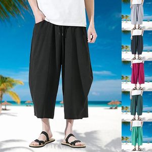 Herrenhose Herren, weites Bein, locker, groß, Eisseide, Ernte, Harlan, elastische Strand-Chinohose, Herren