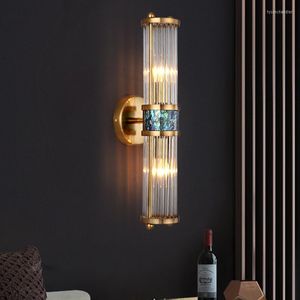 Wandleuchten Moderne Luxus Gold Kristall Lampe LED Einfache Shell Licht für Wohnzimmer Schlafzimmer Hintergrund Nacht Treppe Gang