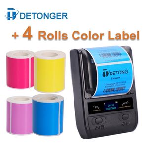 Yazıcılar Detonger DP23S 58mm Taşınabilir Termal Yazıcı 4 Rolls Renkli Etiket Bluetooth Barkod Etiket Maker DP23S