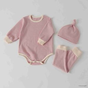 Completi di abbigliamento Nuovi vestiti per bambini primavera autunno Set manica pagliaccetto e pantaloni Leggings Infant Boy Girls Stripe Outfits