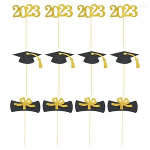 Festive Supplies 12pcs Bachelor Cap Cupcake Topper Congrasts Grad Paper Cake Toppers Congratulation Class Of 2023 Graduate Party Decoration
