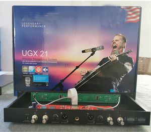 UGX21 Trådlös professionell mikrofonsystem IR -frekvens UHF Dynamisk mikrofon Automatisk 80m Party Stage Host Church Karaoke KTV Smart Microfones