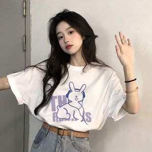 女性用Tシャツ夏のクリエイティブイヤホンラウンドネックTシャツ女性INSルーズバージョンホームカジュアルスモールフレッシュスリーブトップガール