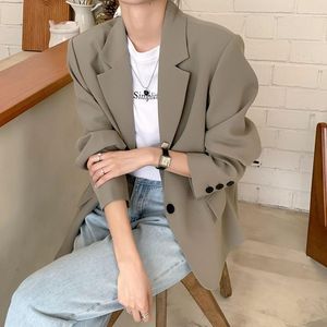 Ternos femininos Blazers Blazers Autumn Moda Outwear Outwear Onded Ondled Basted Solid Casual Casual Preppy Style Office Lady Tops Y56